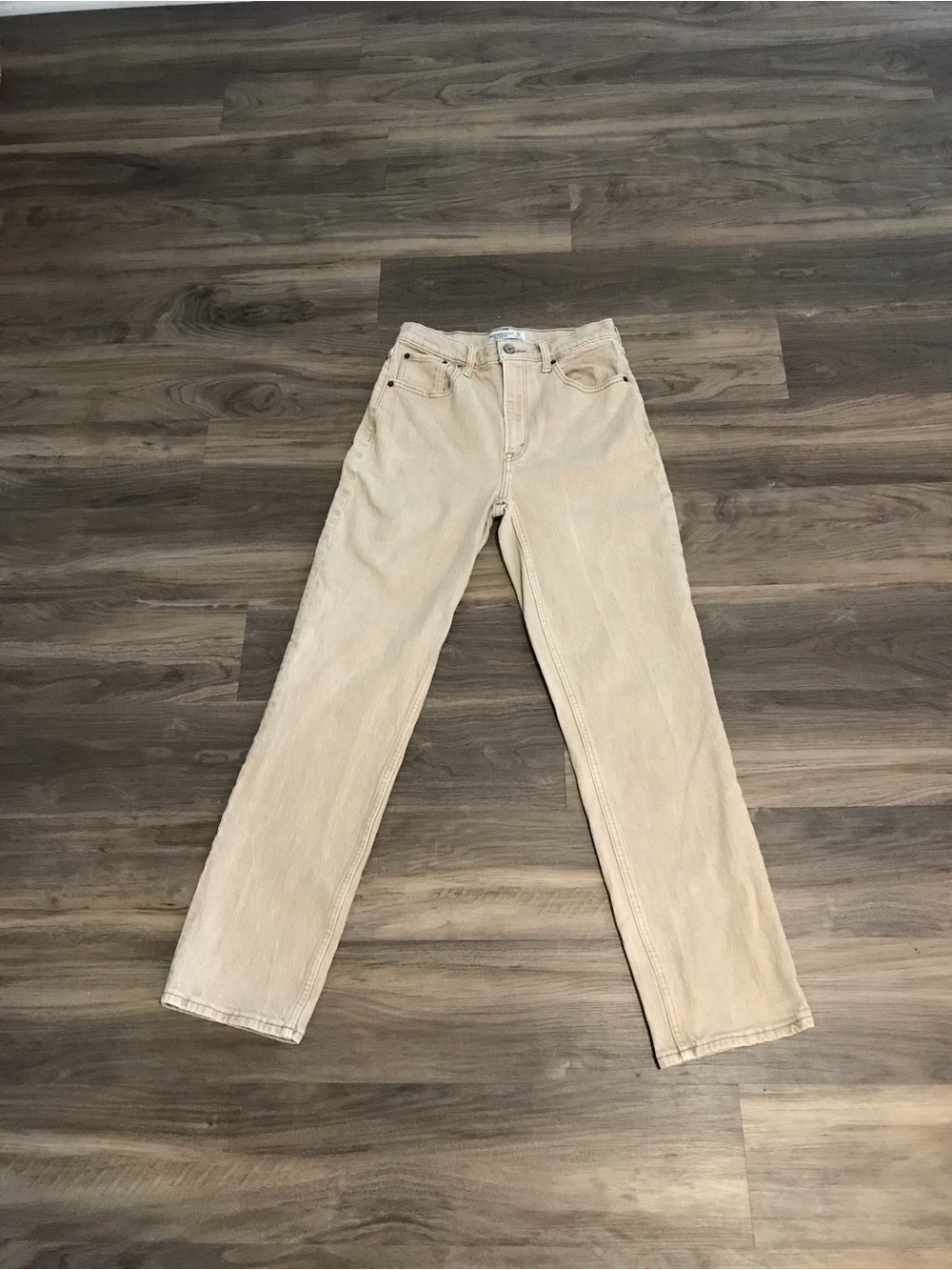 Abercrombie & Fitch Men's Light Beige Straight Jeans